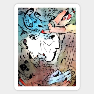 Miro meets Chagall (David and Bathsheba) Sticker